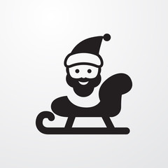 Santa on sleigh icon illustration