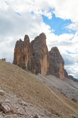 Fototapeta premium Tre Cime di Lavaredo in beautiful surroundings in the Dolomites in Italy, Europe (Drei Zinnen)
