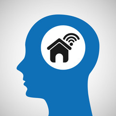 silhouette head house wifi icon vector illustration eps 10