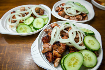 kebab food barbecue plate meat  grill