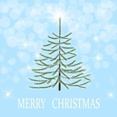 Christmas greeting card. Herringbone in frost on a frosty den illustration