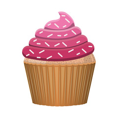 sweet cupcake dessert icon over white background. colorful design. vector illustration