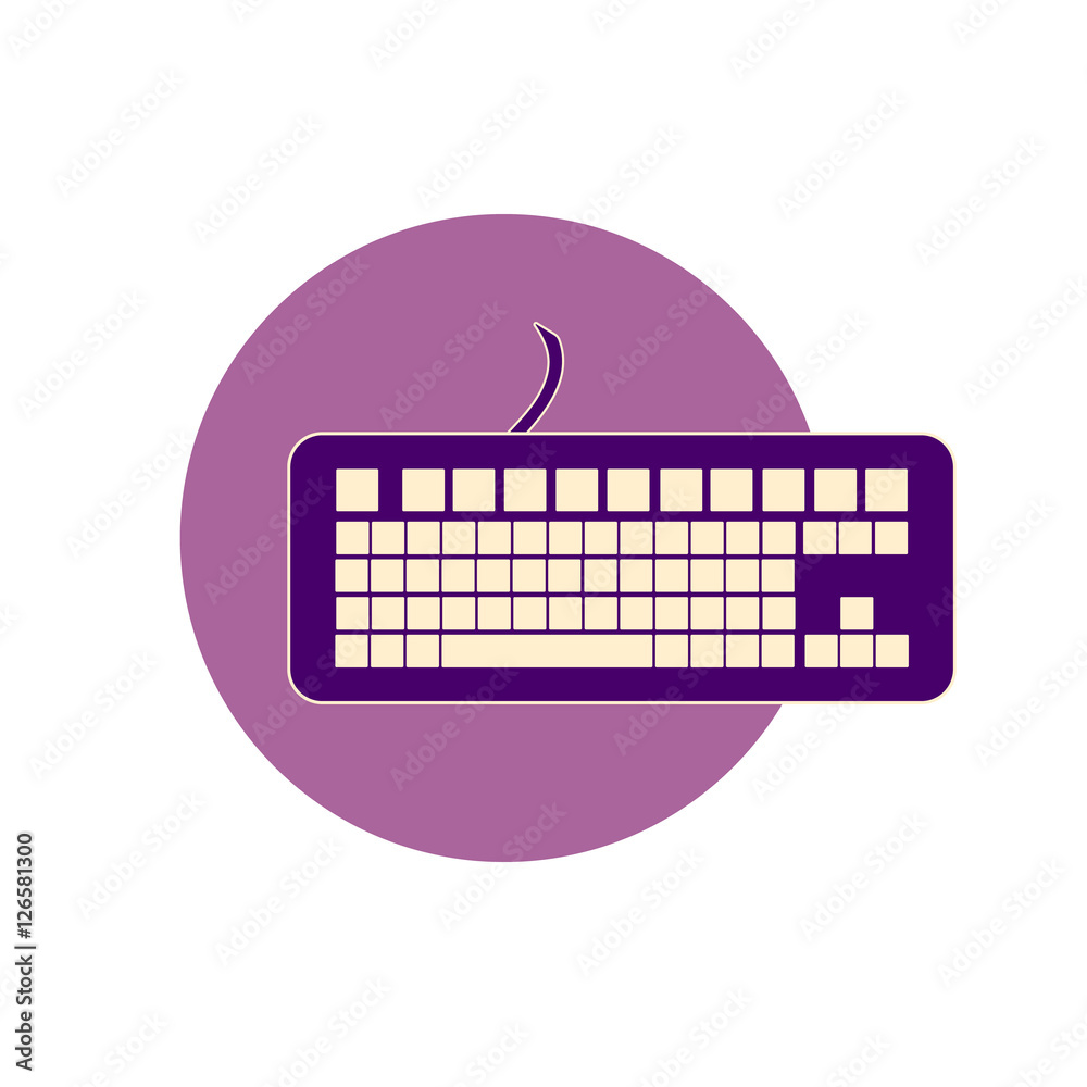 Fototapete keyboard on a purple background in the shape of a circle. vector isolated image. icon. the style of 