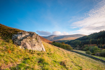 The Cheviot from Coldburn Hill, from which the hill range takes its name, is the highest point in Northumberland, located in the Anglo-Scottish borders, seen here in autumn 