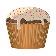 sweet cupcake dessert with chips over white background. colorful design. vector illustration