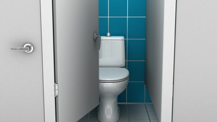 Public bathroom, 3d illustration