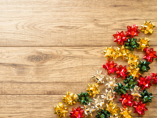 Christmas decorations on wood background