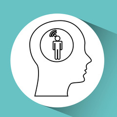 silhouette head wireless wifi man icon vector illustration eps 10