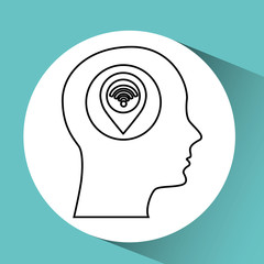 silhouette head location wifi icon vector illustration eps 10