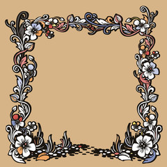 Vintage frame with floral pattern. Vector illustration