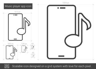 Music player app line icon.
