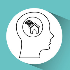 silhouette head house wifi icon vector illustration eps 10