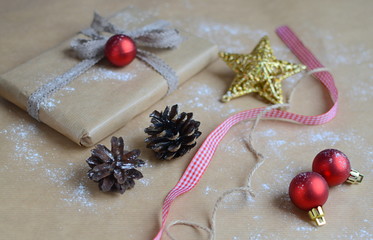 Christmas decoration. Christmas gift box
