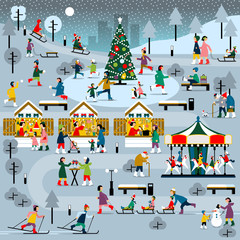Winter Christmas people set - 126583767