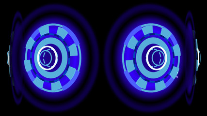 Blue glowing wheels, 3d illustration