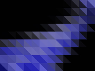 Vector black geometric background with blue triangles