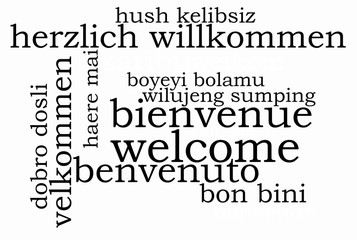 Obraz premium Welcome in different languages word cloud