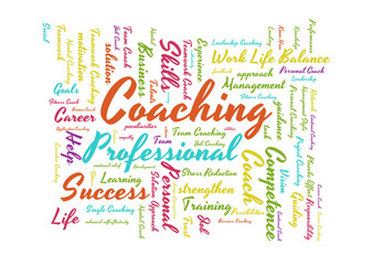 Coaching word cloud on white background