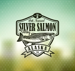 Obraz premium Fishing Vector Logo. Salmon Fish icon.