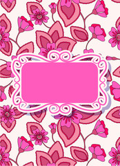 Colorful floral card with banner