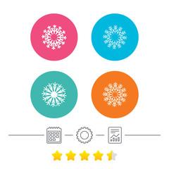 Snowflakes artistic icons. Air conditioning signs. Christmas and New year winter symbols. Calendar, cogwheel and report linear icons. Star vote ranking. Vector