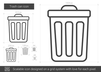 Trash can line icon.