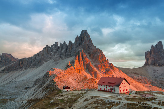 Tre Cime di Lavaredo in beautiful surroundings in the Dolomites in Italy, Europe (Drei Zinnen) © rolandbarat