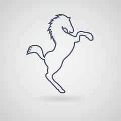 Icon silhouette horse, wild mustang, who stood on his hind legs