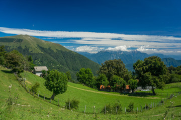 Mountains in Italy near the lake Como in summer