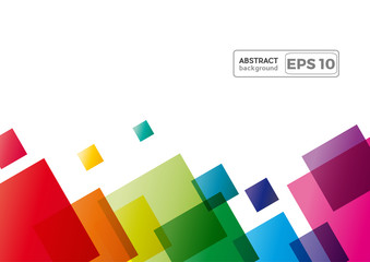 Geometric abstract rainbow squares, vector background