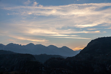 Mountains Over the Sunset. Montenegro