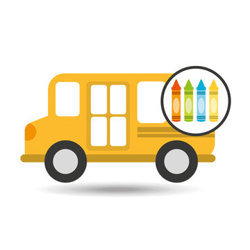 school bus icon crayons graphic vector illustration eps 10