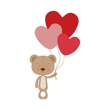 teddy bear character holding balloons icon image vector illustration design 