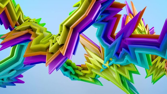Colorful graffity style funky 3D shape. Abstract animation 4k UHD (3840x2160)

