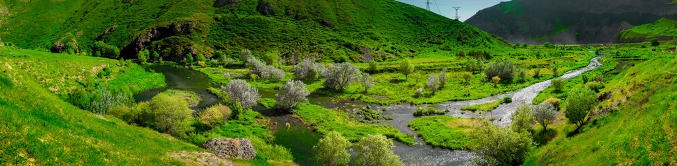 View on beautiful mountain river. Exploring Armenia