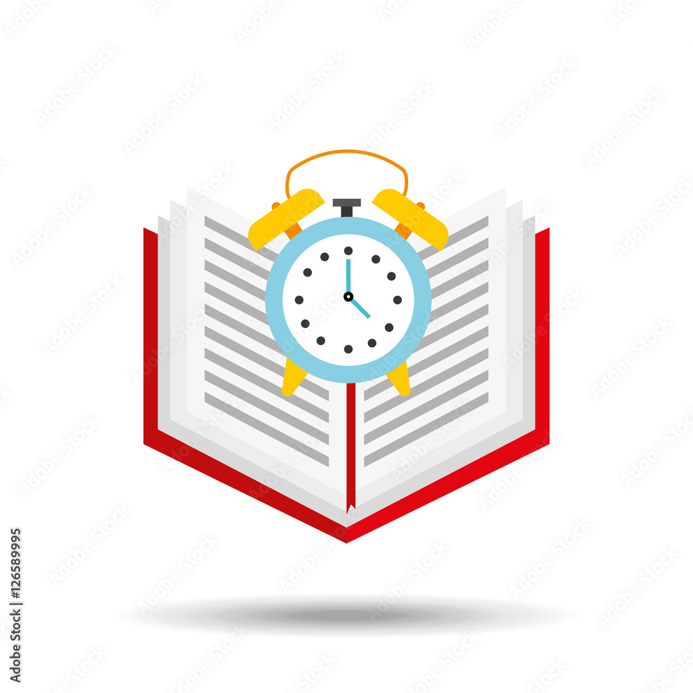 Wall mural book school open and clock vector illustration eps 10