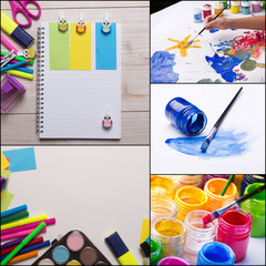 School supplies collage