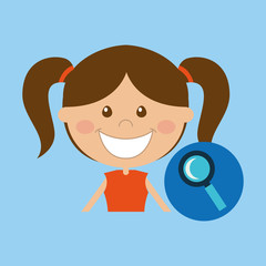 happy girl student school search icon vector illustration eps 10