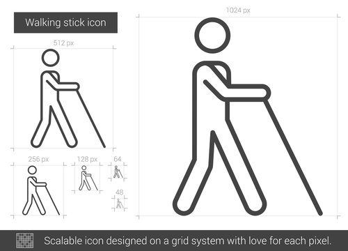 Walking stick line icon.
