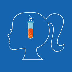 silhouette head girl student laboratory tube vector illustration eps 10