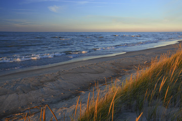 sunset beach lyme grass