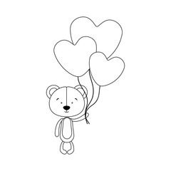 teddy bear character holding balloons icon image vector illustration design 
