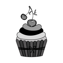 silhouette of sweet cupcake of fruit icon over white background. vector illustration
