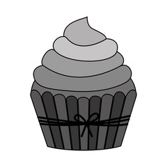 silhouette of sweet cupcake dessert icon over white background. vector illustration