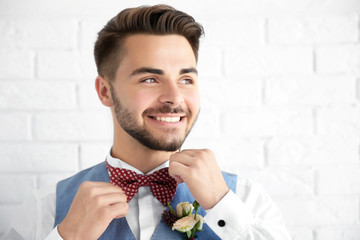 Groom getting ready on his wedding day