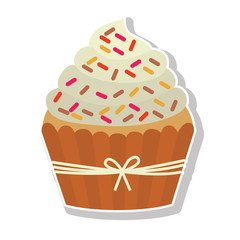 sweet cupcake dessert with chips icon over white background. vector illustration