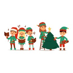 Santa Claus kids cartoon elf helpers