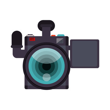 Video Camera Device Icon Over White Background. Vector Illustration