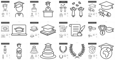 Education line icon set.