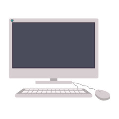 monitor computer with mouse and keyboard icon over white background. vector illustration